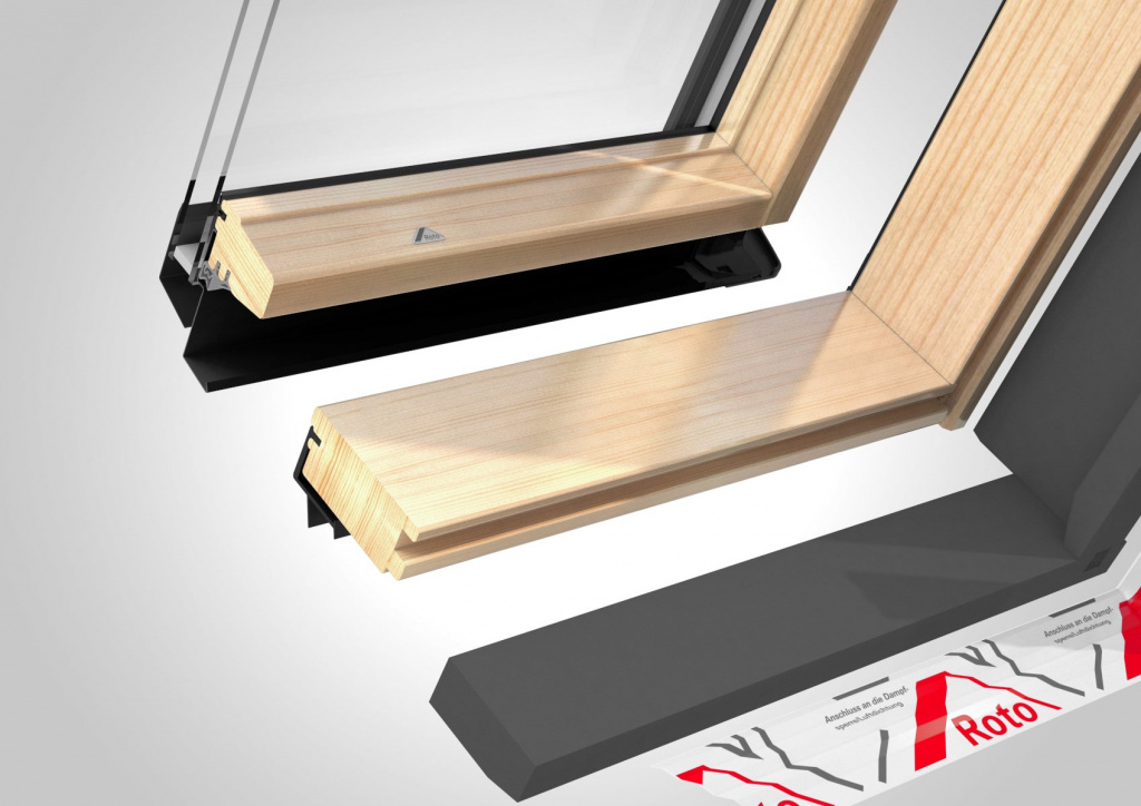 мансардное окно roto designo r45 h200 с термоблоком wd, 94х98 см