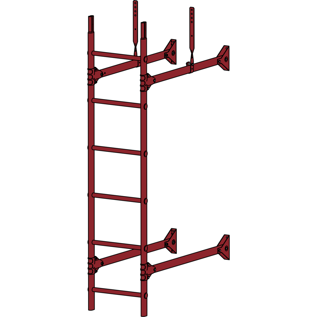 лестница стеновая roofsystems prestige 400, ral 3009 красная окись (1,8 м)