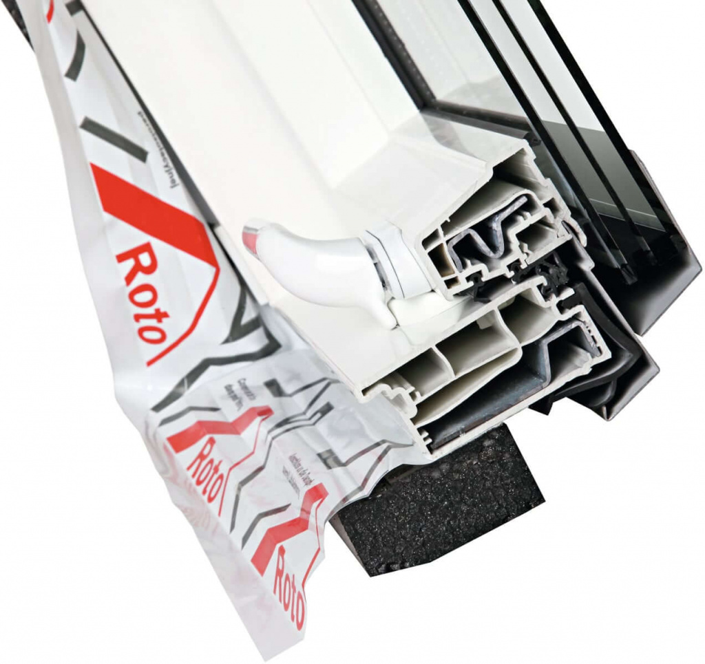 мансардное окно roto designo r45 k200 с термоблоком wd, 74х118 см