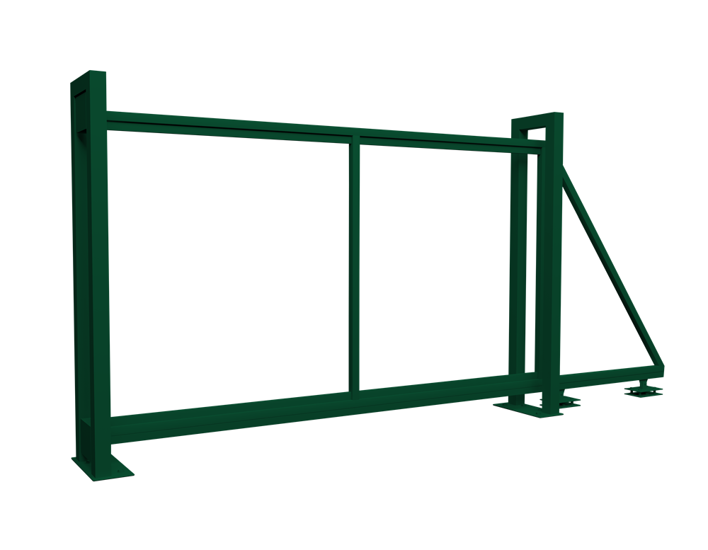 ворота откатные grand line colority zinc с полимерным покрытием 2,03х3,5 м, ral 6005