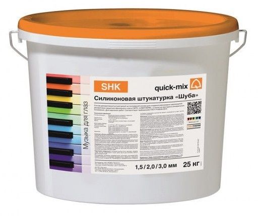 силиконовая декоративная штукатурка quick-mix shk "шуба" 2 мм белая, 25 кг