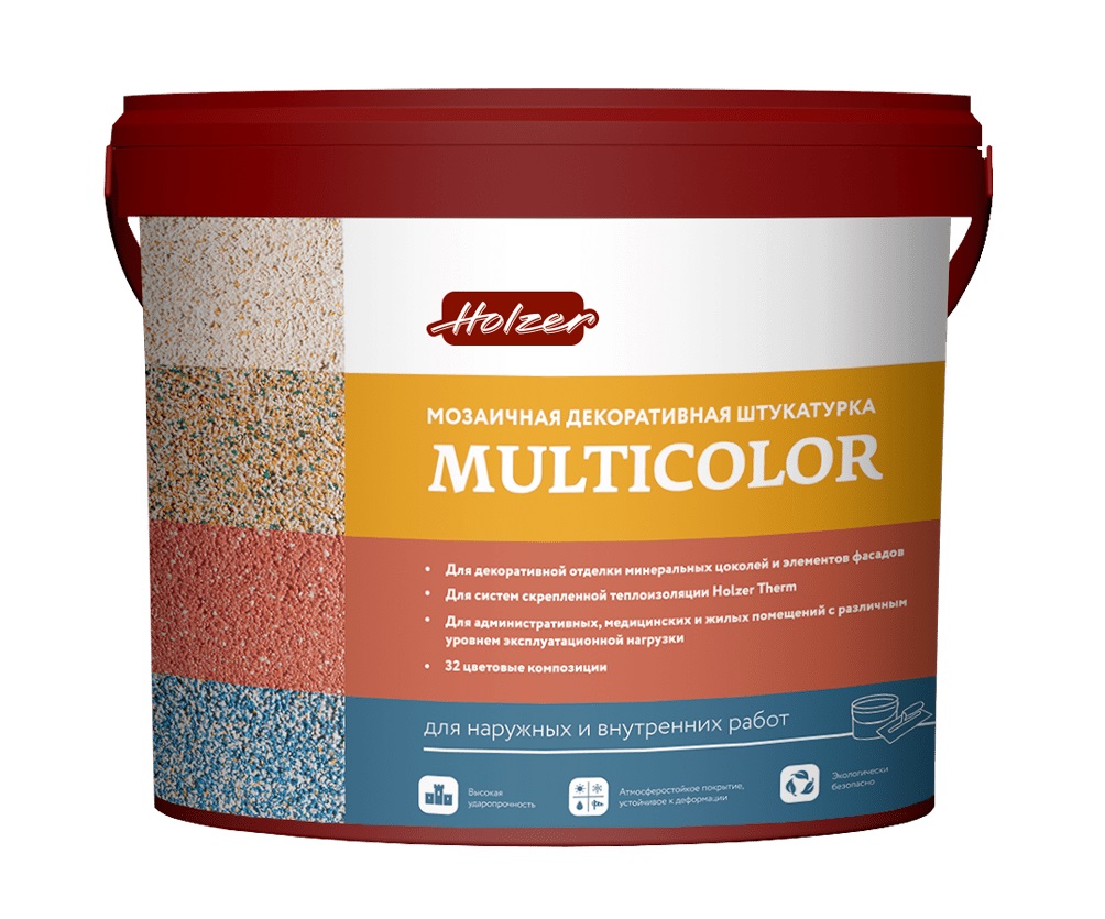 декоративная мозаичная штукатурка holzer multicolor f, цвет f-24, 25 кг