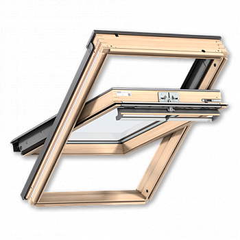 мансардное окно velux woodline дизайн gll 1061 (ручка сверху, 2 камеры), 78х140 см