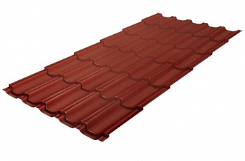 металлочерепица kvinta plus satin matt 0,5 мм полиэстер матовый текстурированный (pе), ral 8004 терракота