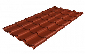 металлочерепица kamea drap 0,45 мм полиэстер матовый текстурированный (ре), ral 8004 терракота